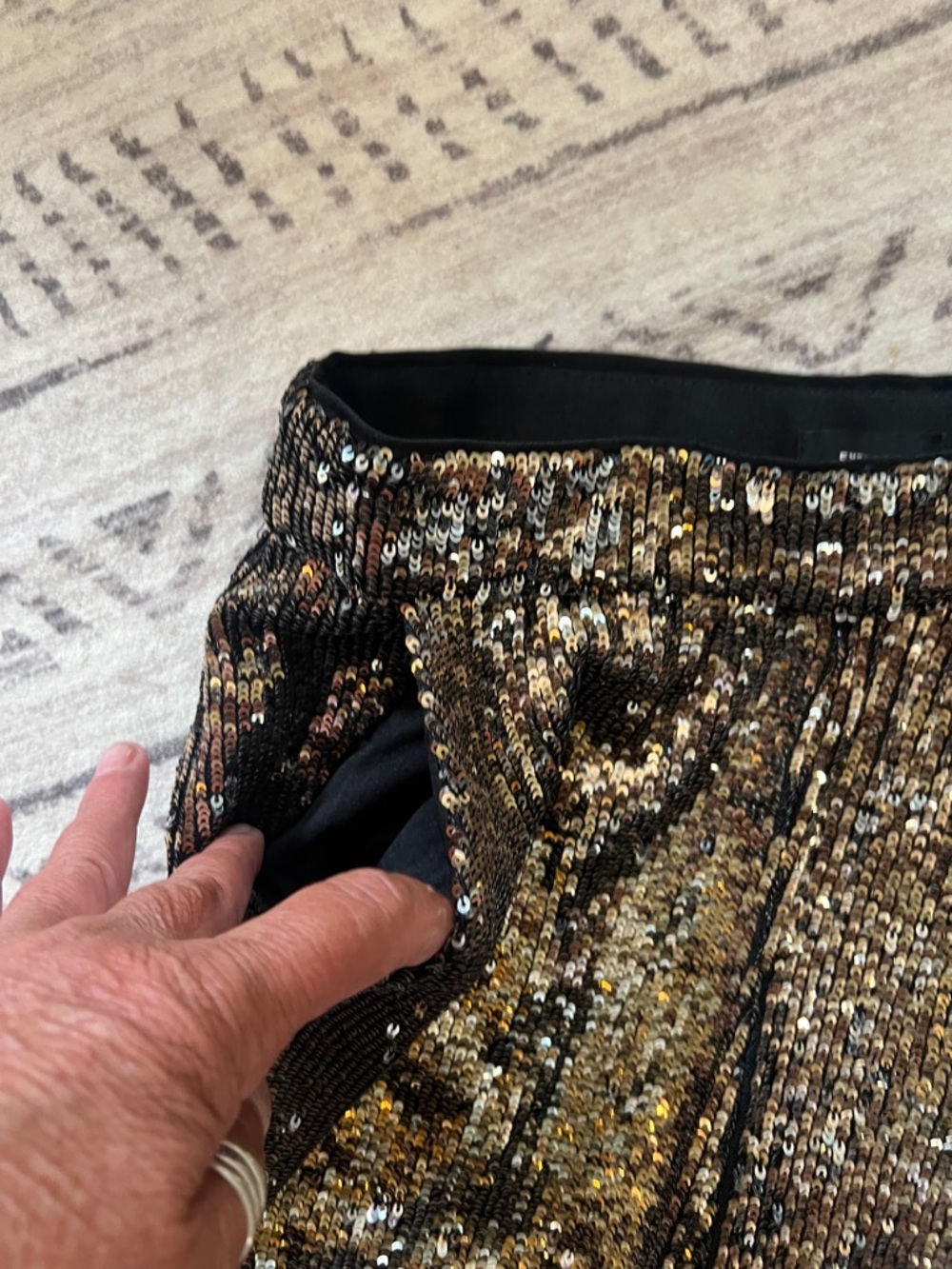 Express Metallic Sequin pants with pockets - Bronze - Picture 4 of 11